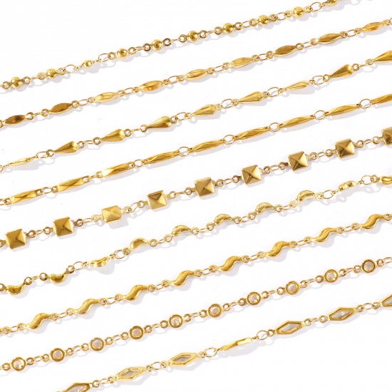 Picture of Wholesale 304 Stainless Steel Handmade Link Chain Anklet, 18K Real Gold Plated Eco-friendly PVD, Women's Simple & Casual 21cm(8.3") long