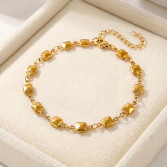 Picture of Wholesale 304 Stainless Steel Handmade Link Chain Anklet, 18K Real Gold Plated Eco-friendly PVD, Women's Simple & Casual 21cm(8.3") long