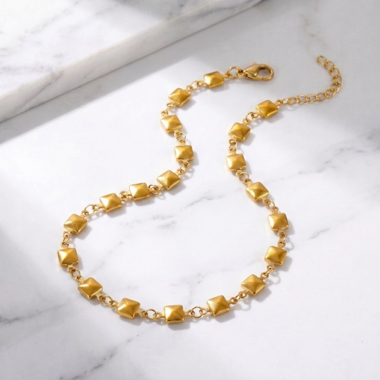Picture of Wholesale 304 Stainless Steel Handmade Link Chain Anklet, 18K Real Gold Plated Eco-friendly PVD, Women's Simple & Casual 21cm(8.3") long
