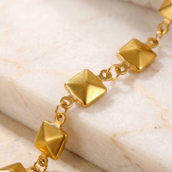 Picture of Wholesale 304 Stainless Steel Handmade Link Chain Anklet, 18K Real Gold Plated Eco-friendly PVD, Women's Simple & Casual 21cm(8.3") long