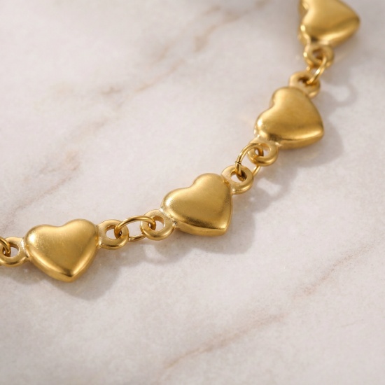 Picture of Wholesale 304 Stainless Steel Handmade Link Chain Anklet, 18K Real Gold Plated Eco-friendly PVD Anti-Tarnish Hypoallergenic, Women's Stylish Simple & Casual Gift Jewelry Supply, 21cm(8.3") + 5cm(2") long