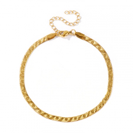 Immagine di 304 Acciaio Inossidabile Catena di Serpente Piatta Cavigliere All'Ingrosso, 18K Vero Oro Placcato PVD Ecologica Impermeabile Anti-Ossidante Ipoallergenico, Donne Casuale Elegante Regalo Fornitura di Gioielli, 22cm + 5cm Lunghezza, Dimensione della Catena: 4mm, 1 Pz