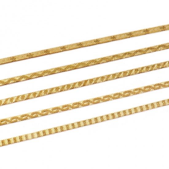 Picture of Wholesale 304 Stainless Steel Flat Snake Chain Anklet, 18K Real Gold Plated Eco-friendly PVD Waterproof Anti-Tarnish Hypoallergenic, Women's Casual Dainty Gift Jewelry Supply, 22cm(8.7") + 5cm(2") long, Chain Size: 4mm