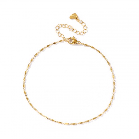 Immagine di Cuboide Rettangolo 304 Acciaio Inossidabile Catena a Maglia Fatta a Mano Cavigliere All'Ingrosso, Ecologico, Donne Casuale Minimalista Regalo Fornitura di Gioielli, 22cm + 5cm Lunghezza, Dimensione della Catena: 1.5mm, 1 Pz