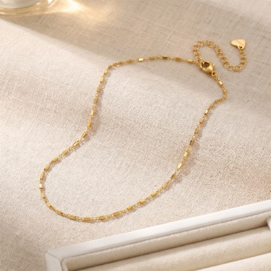 Picture of Wholesale Rectangle Cuboid 304 Stainless Steel Handmade Link Chain Anklet, Eco-friendly, Women's Casual Minimalist Gift Jewelry Supply, 22cm(8.7") + 5cm(2") long, Chain Size: 1.5mm