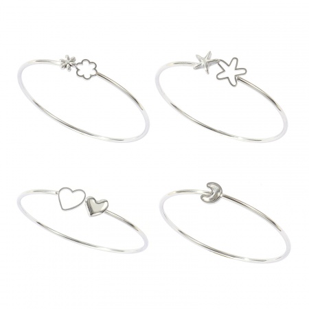 Picture of Wholesale 304 Stainless Steel Bangles Bracelets, Silver Tone Women's Classic Minimalist Gift Jewelry Supply, 19cm(7.5") long