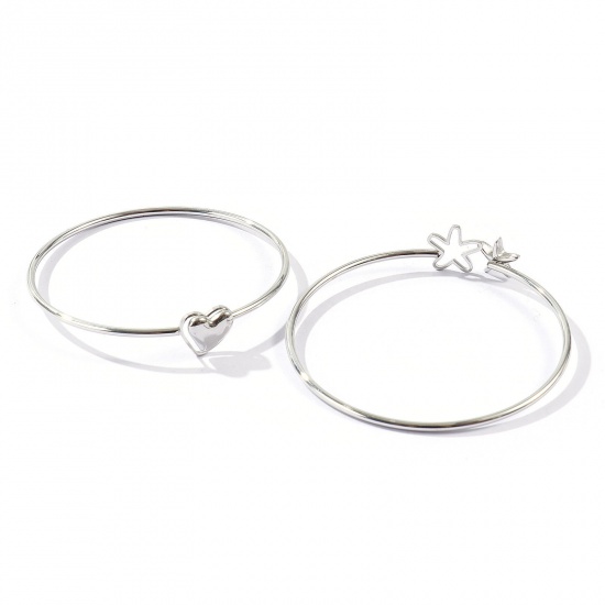 Immagine di 304 Acciaio Inossidabile Braccialetto All'Ingrosso, Tono Argento Donne Classico Minimalista Regalo Fornitura di Gioielli, 19cm Lunghezza, 1 Pz