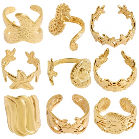 Immagine di Donne Regalo Aperto Regolabile Anello All'Ingrosso, 304 Acciaio Inossidabile, Ecologico Gioielli Oceanici Elegante Fornitura di Gioielli, 17mm (taglia di US: 6.5), 1 Pz