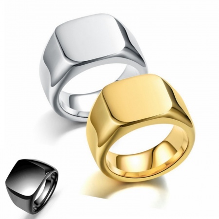Picture of Wholesale Unisex Gift Square Smooth Blank Unadjustable Rings, 304 Stainless Steel, Eco-friendly Retro Minimalist Jewelry Supply