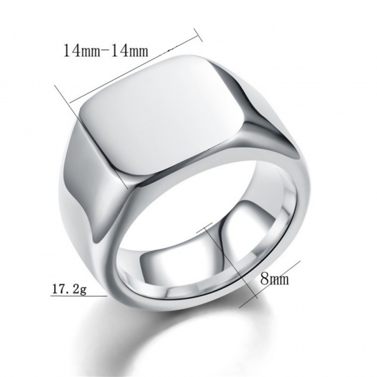 Picture of Wholesale Unisex Gift Square Smooth Blank Unadjustable Rings, 304 Stainless Steel, Eco-friendly Retro Minimalist Jewelry Supply