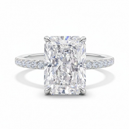 Picture of Wholesale Women's Wedding Rectangle Clear Cubic Zirconia Unadjustable Rings, Platinum Plated Brass, Exquisite Stylish Jewelry Supply