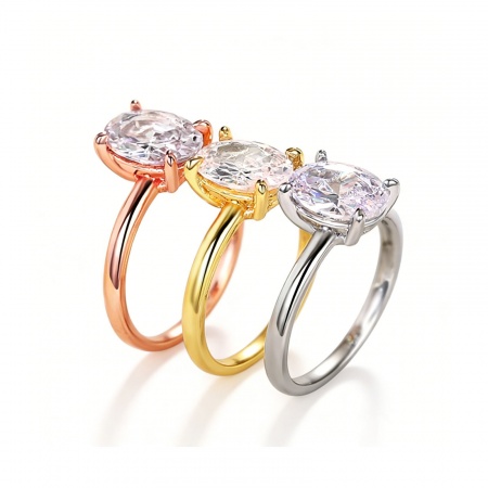 Picture of Wholesale Women's Wedding Clear Cubic Zirconia Unadjustable Rings, Brass, Exquisite Stylish Jewelry Supply