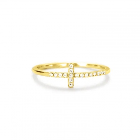 Imagen de Mujeres Regalo Cruz Transparente Rhinestone No Ajustable Anillos Al Por Mayor, Latón, Punk Minimalista Suministro de Joyería, 1 Unidad