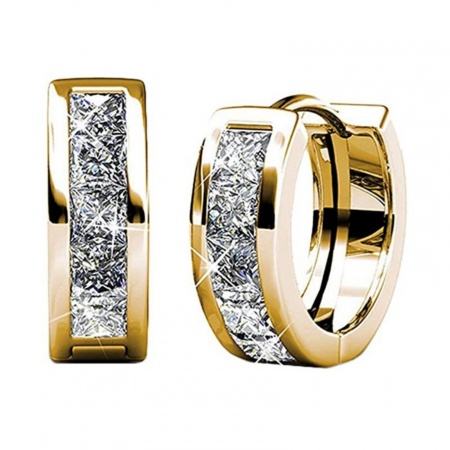 Immagine di Squisito Elegante Orecchini Ad Anello Abbraccio All'Ingrosso, Trasparente Circonio Cubico Ottone, Donne Regalo Fornitura di Gioielli, 15mm Dia., 1 Paio