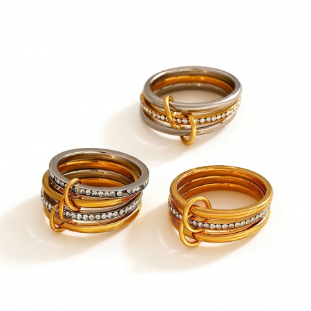 Picture of Wholesale Women's Gift Layered Stacked Ring, 304 Stainless Steel, Eco-friendly Ins Style Stylish Jewelry Supply