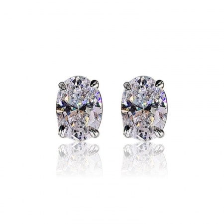 Picture of Wholesale Exquisite Stylish Ear Post Stud Earrings, Oval Multicolor Rhinestone Brass, Women's Gift Jewelry Supply, 9mm x 6mm