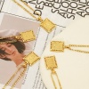 Picture of Wholesale Rectangle Capital Alphabet Initial Letter Message " A-Z " Pendant Charm Necklace, 18K Gold Plated 304 Stainless Steel Women's Eco-friendly PVD Exquisite Stylish Gift Jewelry For Retailer, 51cm(20.1") long