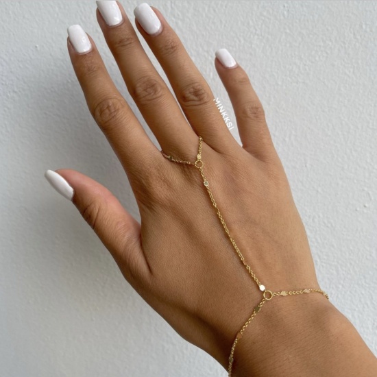 Picture of Wholesale 304 Stainless Steel Hand Chain Slave Finger Ring Bracelet, Multicolor Eco-friendly PVD, Women's Ins Style Stylish Gift Jewelry Supply