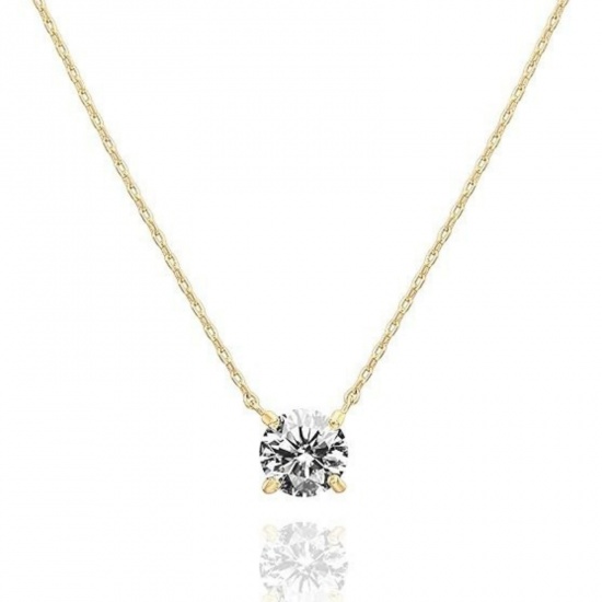 Picture of Wholesale Round Clear Rhinestone Pendant Charm Necklace, Multicolor 304 Stainless Steel Women's Eco-friendly PVD Exquisite Stylish Gift Jewelry For Retailer, 40cm(15.7") + 5cm(2") long