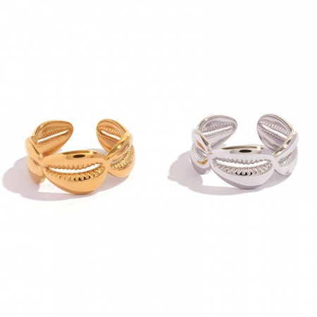 Picture of Wholesale Women's Gift Shell Open Adjustable Rings, Multicolor 304 Stainless Steel, Eco-friendly PVD Ocean Jewelry Stylish Jewelry Supply, 18.1mm(US Size 8)