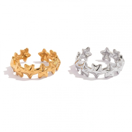 Immagine di Donne Regalo Stella Aperto Regolabile Anello All'Ingrosso, Multicolore 304 Acciaio Inossidabile, PVD Ecologica Galassia Elegante Fornitura di Gioielli, 18.1mm (taglia di US: 8), 1 Pz