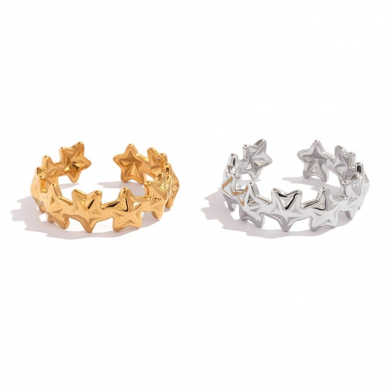 Picture of Wholesale Women's Gift Star Open Adjustable Rings, Multicolor 304 Stainless Steel, Eco-friendly PVD Galaxy Stylish Jewelry Supply, 18.1mm(US Size 8)