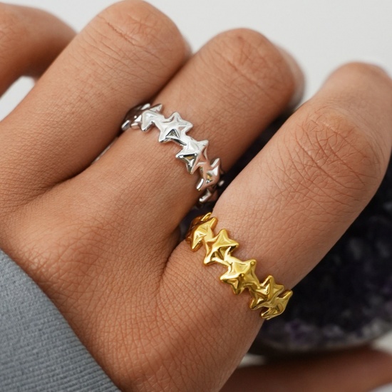 Picture of Wholesale Women's Gift Star Open Adjustable Rings, Multicolor 304 Stainless Steel, Eco-friendly PVD Galaxy Stylish Jewelry Supply, 18.1mm(US Size 8)