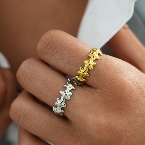 Picture of Wholesale Women's Gift Star Open Adjustable Rings, Multicolor 304 Stainless Steel, Eco-friendly PVD Galaxy Stylish Jewelry Supply, 18.1mm(US Size 8)