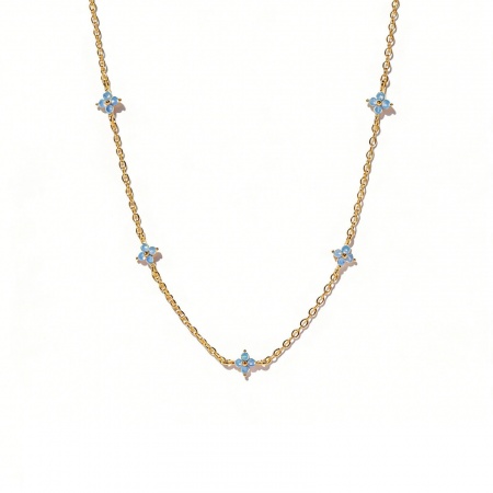 Picture of Wholesale Flower Multicolour Cubic Zirconia Necklace & Earrings, Brass, Women's Ins Style Stylish Gift Jewelry For Retailer