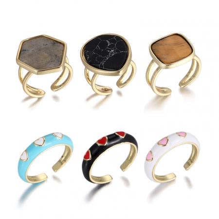 Picture of Wholesale Women's Gift Open Adjustable Rings, 18K Real Gold Plated Eco-friendly Exquisite Stylish Jewelry Supply