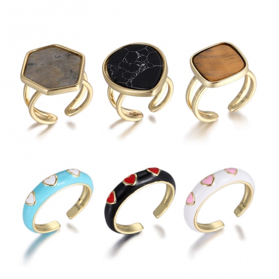 Picture of Wholesale Women's Gift Open Adjustable Rings, 18K Real Gold Plated Eco-friendly Exquisite Stylish Jewelry Supply