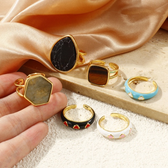 Picture of Wholesale Women's Gift Open Adjustable Rings, 18K Real Gold Plated Eco-friendly Exquisite Stylish Jewelry Supply