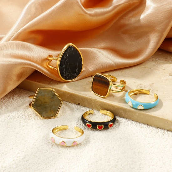 Picture of Wholesale Women's Gift Open Adjustable Rings, 18K Real Gold Plated Eco-friendly Exquisite Stylish Jewelry Supply