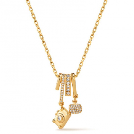 Imagen de Collar con Colgante Al Por Mayor, Chapado en Oro de 18K Latón Mujeres Elegante Exquisito Regalo Joyería Para Minorista, 1 Unidad