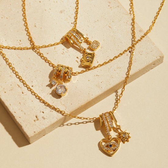 Imagen de Collar con Colgante Al Por Mayor, Chapado en Oro de 18K Latón Mujeres Elegante Exquisito Regalo Joyería Para Minorista, 1 Unidad