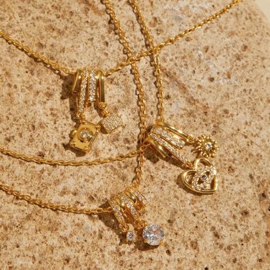 Imagen de Collar con Colgante Al Por Mayor, Chapado en Oro de 18K Latón Mujeres Elegante Exquisito Regalo Joyería Para Minorista, 1 Unidad