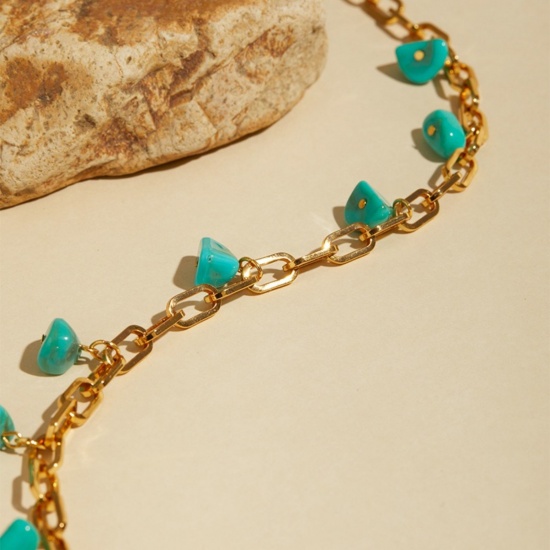 Immagine di Multicolore Pietra Naturale Collana All'Ingrosso, Placcato Oro 18K Ottone Donne Elegante Boemia Regalo Gioielli Per Rivenditore, 43.3cm + 5.3cm Lunghezza, 1 Pz