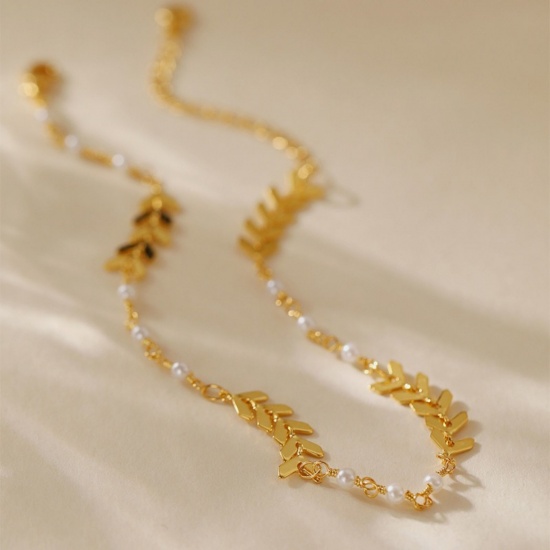 Bild von Großhandel Naturstein Messing Fußketten, 18K Vergoldet Frauen Stilvoll Böhmen Geschenk Schmuckbedarf