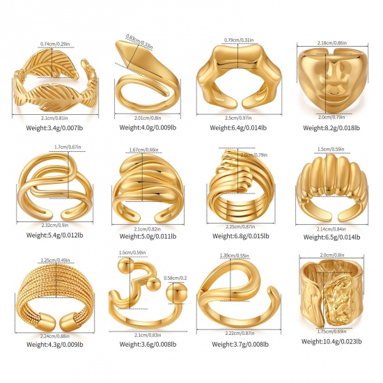 Picture of Wholesale Women's Gift Open Adjustable Rings, 18K Gold Plated Brass, Stylish Retro Jewelry Supply, 17.3mm(US Size 7)
