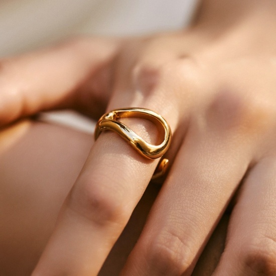Picture of Wholesale Women's Gift Open Adjustable Rings, 18K Gold Plated Brass, Stylish Retro Jewelry Supply, 17.3mm(US Size 7)
