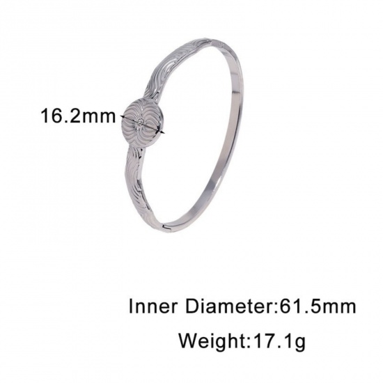 Picture of Wholesale 304 Stainless Steel Open Cuff Bangles Bracelets, Multicolor Eco-friendly, Women's Exquisite Stylish Gift Jewelry Supply, 6.15cm Dia.