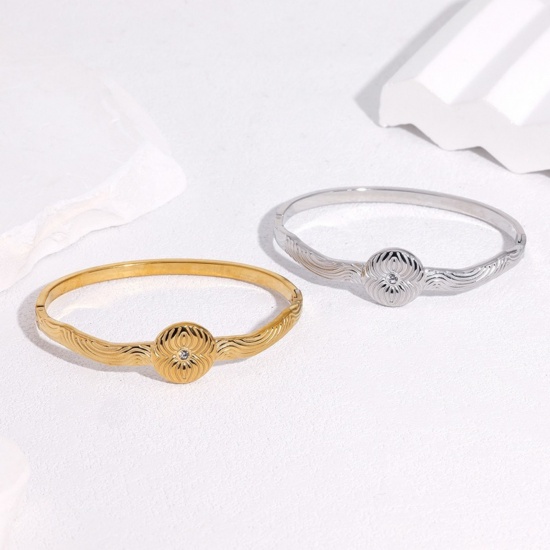 Picture of Wholesale 304 Stainless Steel Open Cuff Bangles Bracelets, Multicolor Eco-friendly, Women's Exquisite Stylish Gift Jewelry Supply, 6.15cm Dia.