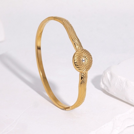 Picture of Wholesale 304 Stainless Steel Open Cuff Bangles Bracelets, Multicolor Eco-friendly, Women's Exquisite Stylish Gift Jewelry Supply, 6.15cm Dia.