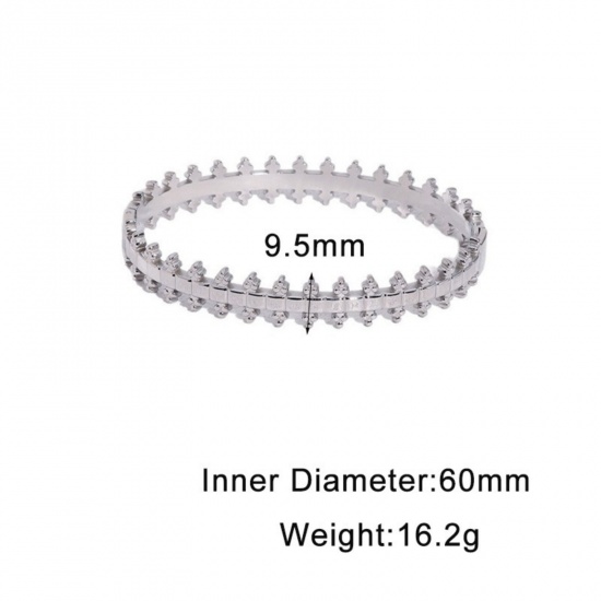 Picture of Wholesale 304 Stainless Steel Open Cuff Bangles Bracelets, Multicolor Eco-friendly, Women's Punk Stylish Gift Jewelry Supply, 6cm Dia.