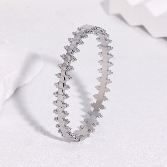 Picture of Wholesale 304 Stainless Steel Open Cuff Bangles Bracelets, Multicolor Eco-friendly, Women's Punk Stylish Gift Jewelry Supply, 6cm Dia.