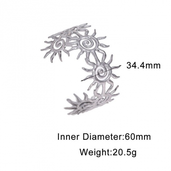 Picture of Wholesale Sun Spiral 304 Stainless Steel Open Cuff Bangles Bracelets, Multicolor Eco-friendly, Women's Galaxy Stylish Gift Jewelry Supply, 6cm Dia.