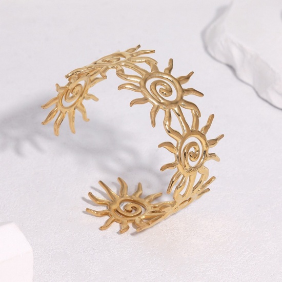 Picture of Wholesale Sun Spiral 304 Stainless Steel Open Cuff Bangles Bracelets, Multicolor Eco-friendly, Women's Galaxy Stylish Gift Jewelry Supply, 6cm Dia.