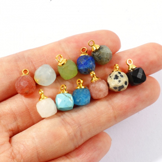 Bild von Edelstein & Messing Charms Großhandel 18K Vergoldet Bunt Würfel Facettiert 11mm x 7mm
