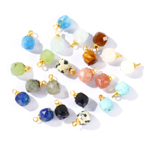 Bild von Edelstein & Messing Charms Großhandel 18K Vergoldet Bunt Würfel Facettiert 11mm x 7mm