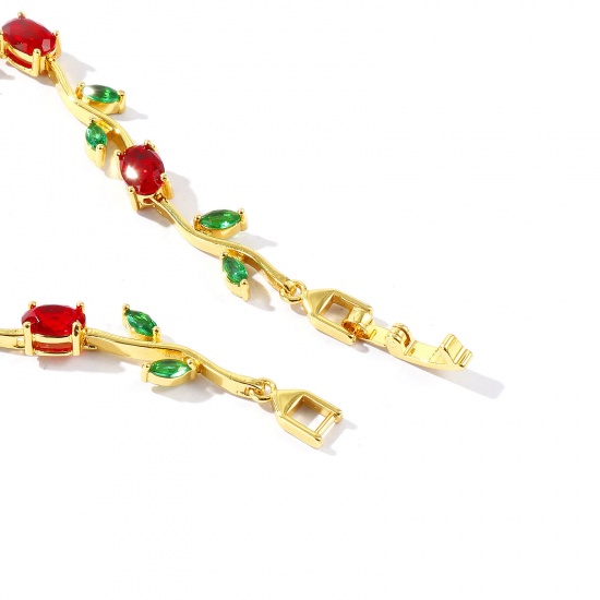 Picture of Wholesale Tulip Flower Brass Bracelets, 18K Real Gold Plated Eco-friendly, Women's Stylish Dainty Gift Jewelry Supply, 20cm(7.9") long